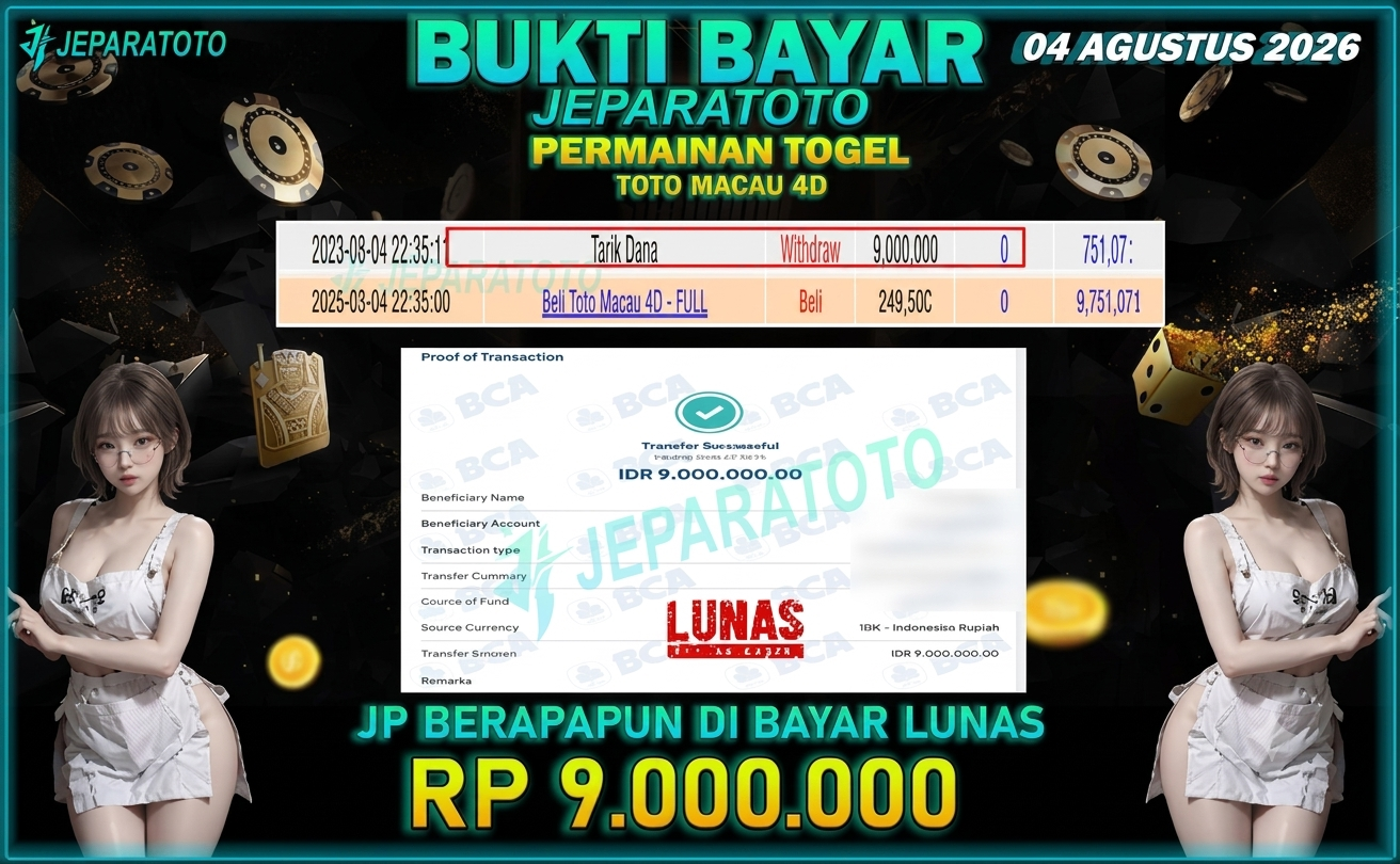 BUKTI KEMENANGAN MEMBER JEPARATOTO I TOTO MACAU 4D