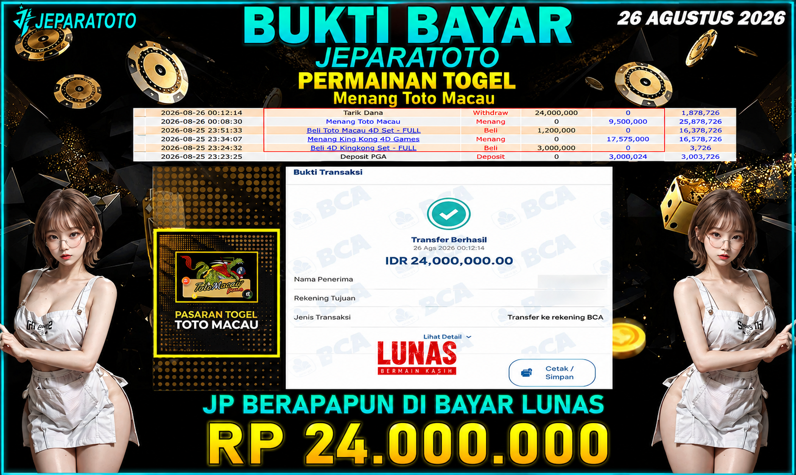BUKTI KEMENANGAN MEMBER JEPARATOTO I MENANG TOTO MACAU