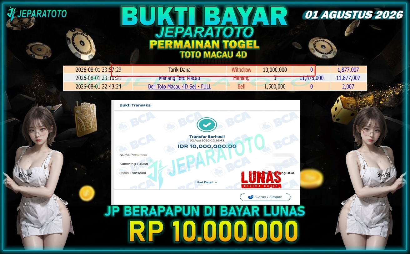 BUKTI KEMENANGAN MEMBER JEPARATOTO I TOTO MACAU 4D