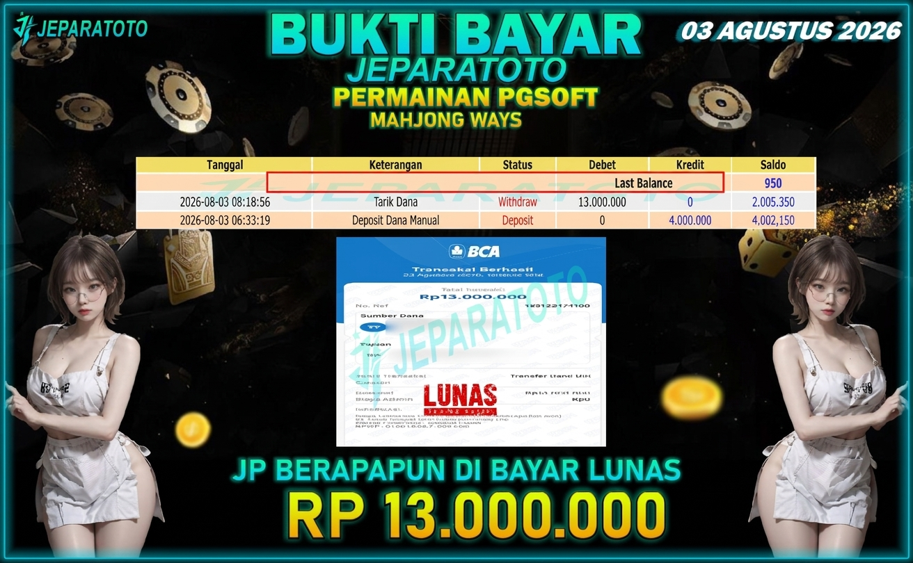 BUKTI KEMENANGAN MEMBER JEPARATOTO I