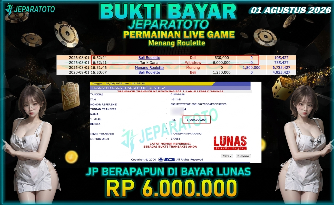 BUKTI KEMENANGAN MEMBER JEPARATOTO I MENANG ROULETTE