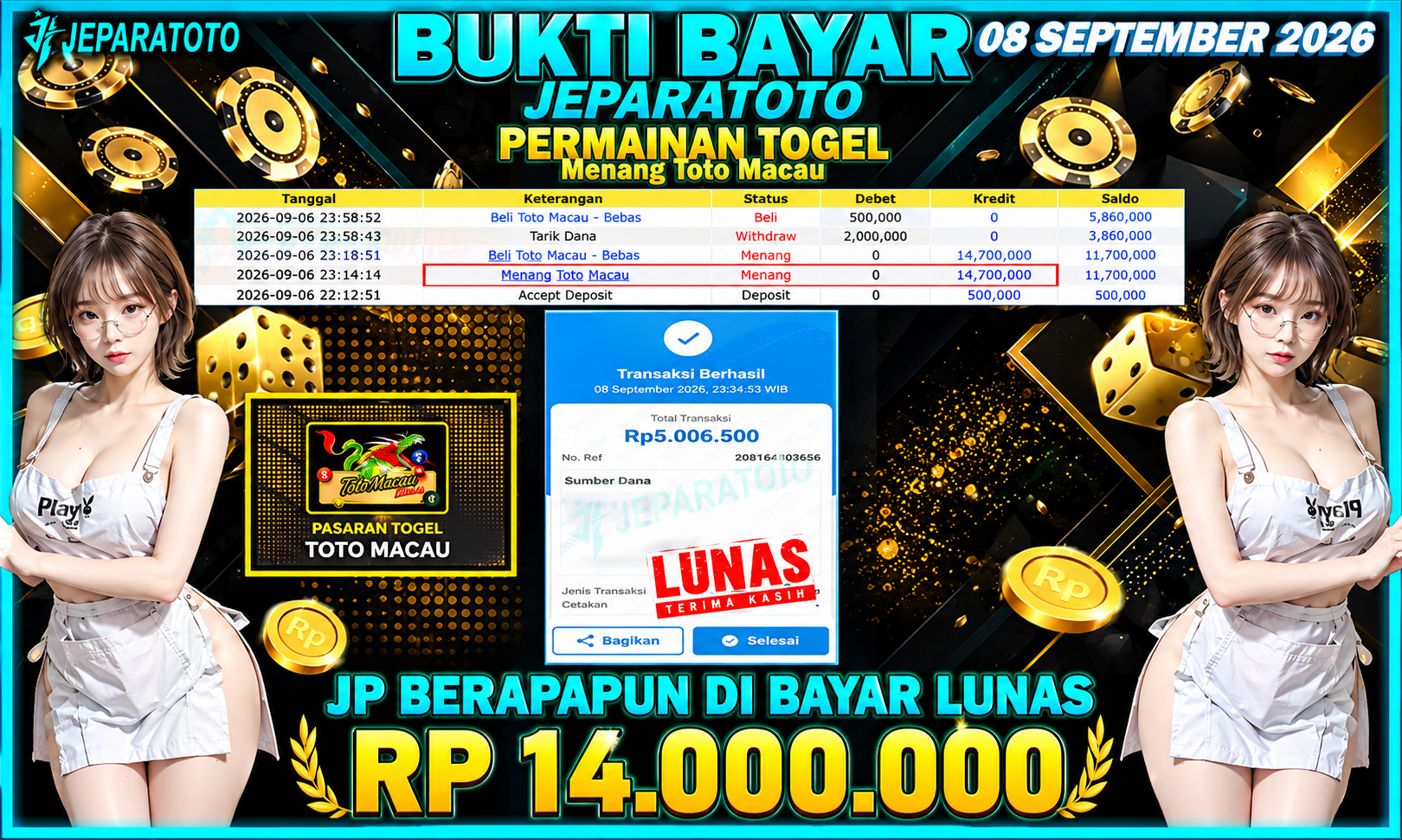 BUKTI KEMENANGAN MEMBER JEPARATOTO I MENANG TOTO MACAU