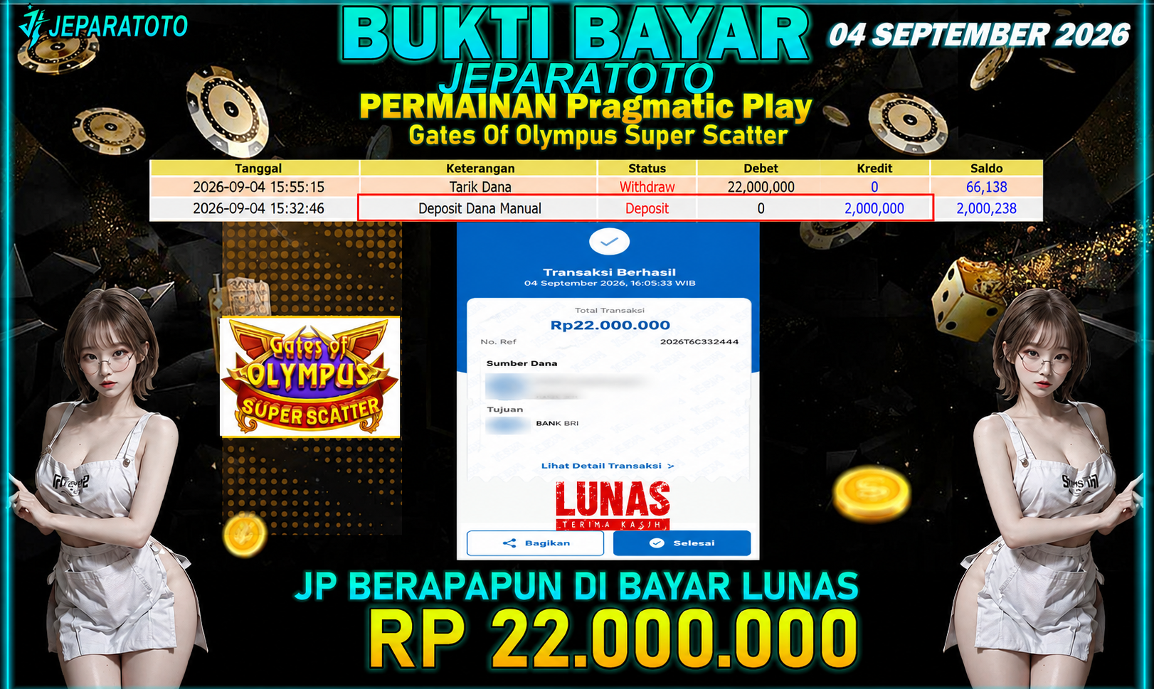 BUKTI KEMENANGAN MEMBER JEPARATOTO I GATES OF OLYMPUS SUPER SCATTER