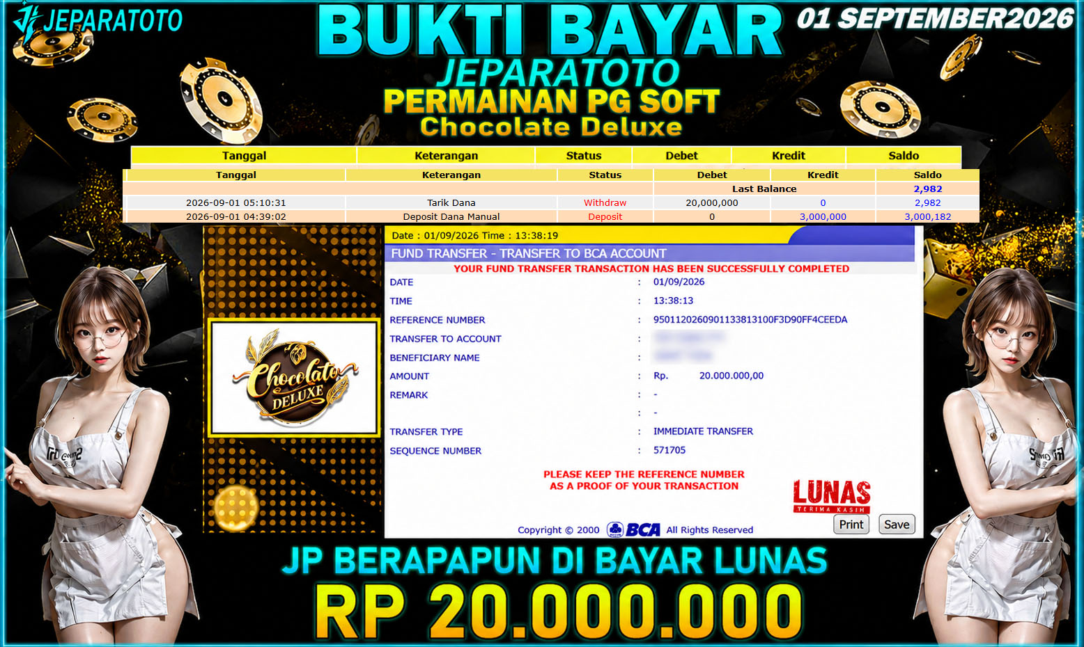 BUKTI KEMENANGAN MEMBER JEPARATOTO I CHOCOLATE DELUXE